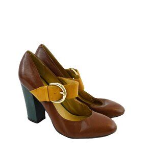 Nine West Color Block Leather Block Heels #196-147